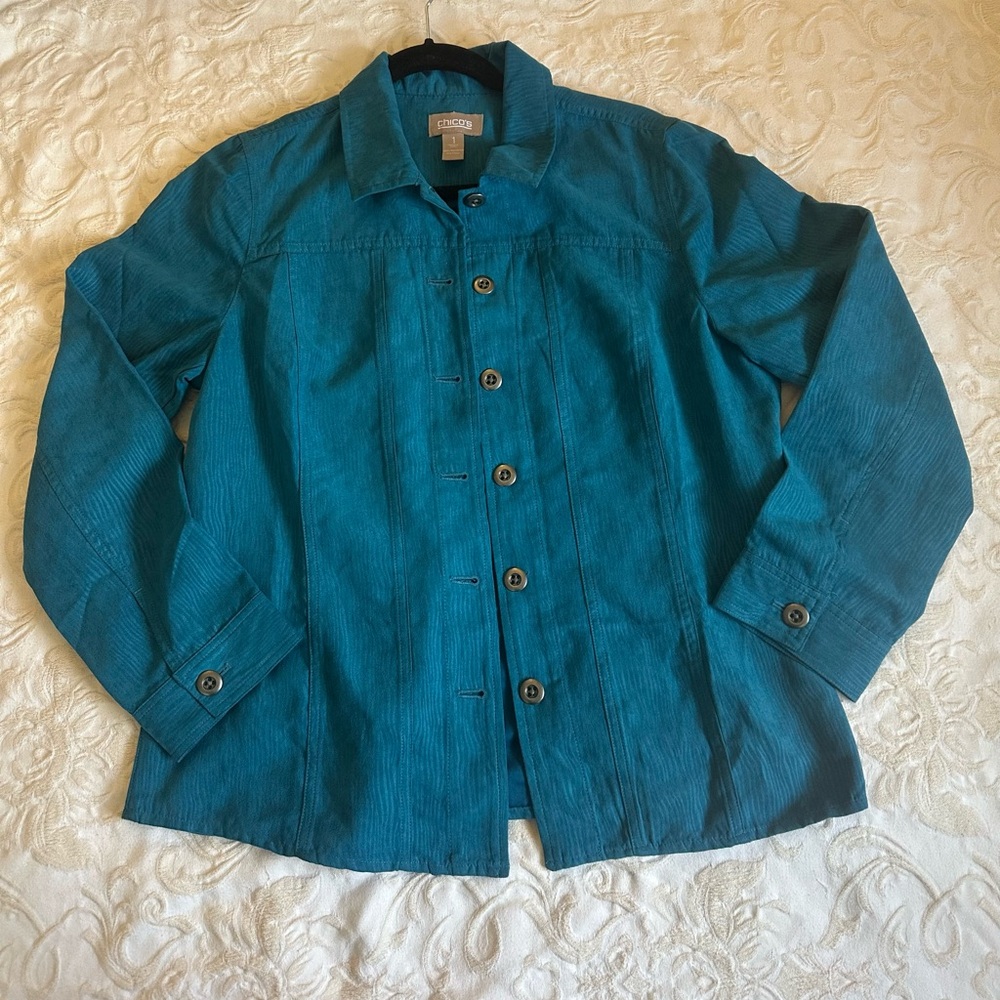 CHICO’S Blazer  for Women. Size 1. turquoise color